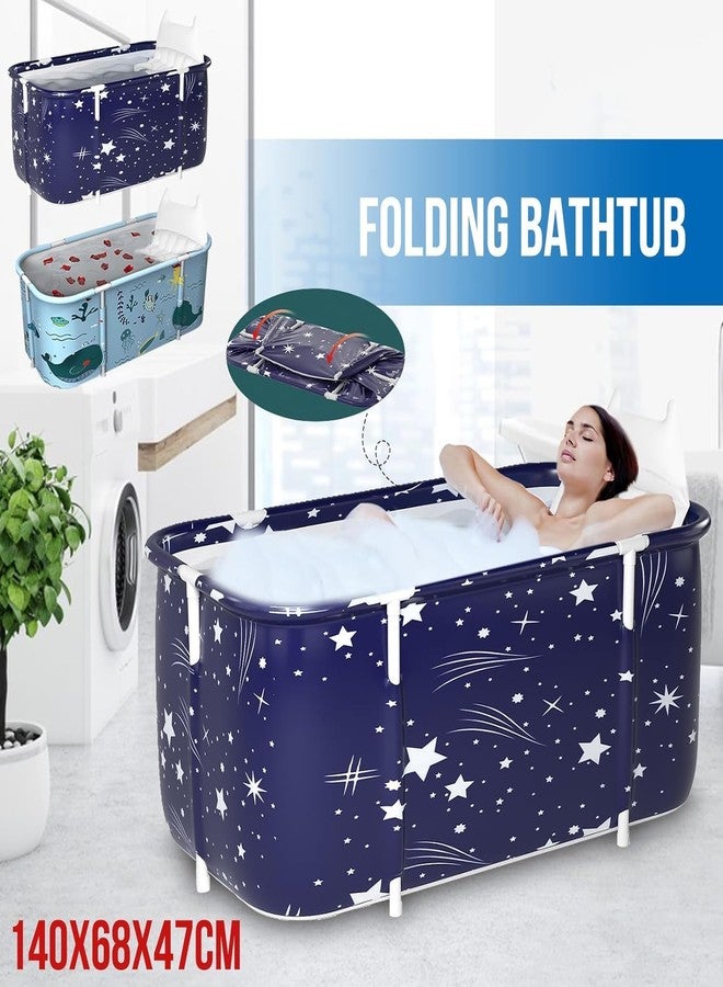 Valajogi Portable Foldable Bathtub for Adults - Freestanding Hot & Ice Bath Tub for Home SPA, Compact & Easy Storage - Ideal for Relaxation, Devotional Use & Daily Bathing Star Design (Star Blue) - Image 2